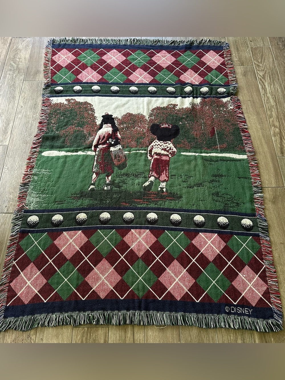 Vintage Disney Golf Woven Throw Blanket/Tapestry